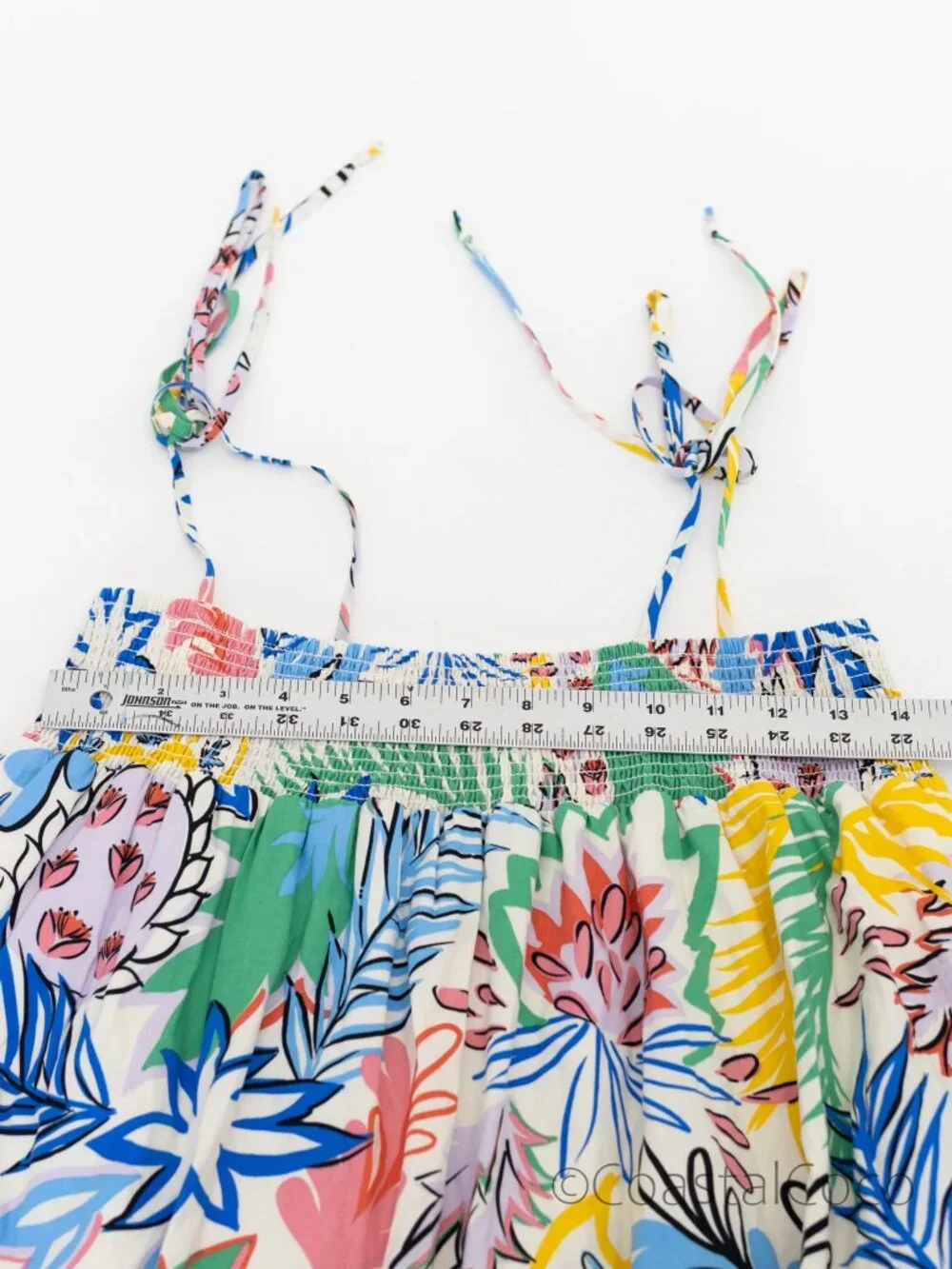 Karlie Smocked Tiered Maxi M Dress Floral w/Pockets 100% Cotton Coastal Derby - Picture 7 of 7